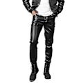 Miniatyrbilde 1 av 5: Youthup Black Faux Leather Stretch Tight Pants for Men EU 38