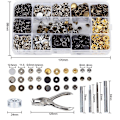 Miniatyrbillede 2 af 5: 146 Sæt Metal Rørformede Nitter til Læder og 6 stk. Nitteværktøj til DIY Læderhåndværk, Udskiftningsnitter Reparationer Dekoration, 6 Farver