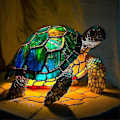 Miniatyrbilde 3 av 5: Dyrebordslampe Farget Glass Nattlampe Retro Skrivebordslamper Julegave 2024 -JRCL hane