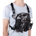 Miniatyrbillede 7 af 8: Radio sele sele frontpakke pose hylster walkie talkie vest rig bærepose udendørs grå camouflage