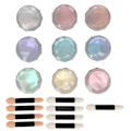 Miniatyrbillede 1 af 8: Spejleffekt neglepulver 9 farver metallisk neglekunstpulver med dobbelthovedapplikator