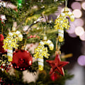 Miniatyrbillede 4 af 5: 12 stk. Glitrende julekæppe 11 cm til juletræspynt Ornamenter Slikkestok Hængende Guld og Hvide Striber