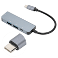 Miniatyrbillede 8 af 8: TC17 4 I 1 Typec HDTV Multifunktion Adapter Udstyr Effektiv Varmeafledning Sølv