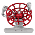 Miniatyrbild 7 av 8: Bärbart isfiskehjul Aluminiumlegering Högerhänt flugfiskerulle Arbetsbesparande (röd)