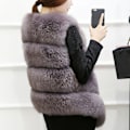 Miniatyrbilde 2 av 3: Ermeløs Gilet i Kunstpels til Kvinner 3XL Mørkegrå