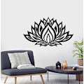 Pikkukuva 5 / 5: Lotus seinäkoriste - Luonnollinen - Musta metalli - 33*56 cm
