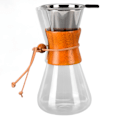 Miniatyrbillede 2 af 8: 550 ml hæld-over kaffebrygger i bambus, klassisk varmebestandig glas kaffemaskine til hjemmet, kontoret og caféen