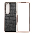 Miniatyrbild 2 av 8: Phone case Cover för Samsung Galaxy Z Fold 4 Nanoplätering Krokodilmönster äkta läder Repsäkert Svart