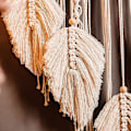 Miniatyrbillede 5 af 5: Boho Dreamcatcher - Stor Håndlavet Blonder med Kvaster - Soveværelse/Vægdekoration, Bomuldsvævet Gobelin