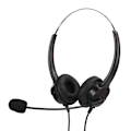 Miniatyrbillede 3 af 8: Binauralt headset til stationær computer med ledning, mikrofon og fleksibel, roterbar PU-læder