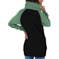 Miniatyrbillede 2 af 3: Colorblock hættetrøje sweatshirt - Dame Casual Full Zip Up hættejakke med lommer 3XL Grøn