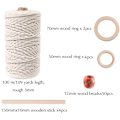 Pikkukuva 2 / 8: Käsityöt DIY Kasviruukut 109 Jaardia 3mm Luonnon Makramee Naru 60 kpl Puuhelmiä 6 kpl Puurengas ja 4 kpl Puutikku