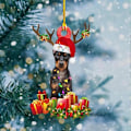 Miniatyrbillede 2 af 5: 3 stk. julepynt Træhundehvalp Juletræ Hængende Ornament Juleferiepynt Juledekoration (N)