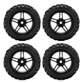 Miniatyrbilde 5 av 8: 4 stk. RC-hjul og dekksett 82 mm foran og bak med flettet mønster for WLToys 144001 1/14 RC Off Road CarBlack
