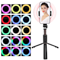 Pikkukuva 6 / 8: Ammattimainen RGB-selfie-rengasvalo Live-suoratoisto Valokuvaus Meikki LED-täyttövalo
