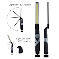 Miniatyrbilde 3 av 8: Multifunksjonell justerbar arbeidslys LED lommelykt sammenleggbar COB arbeidslys oppladbar magnet inspeksjonslys