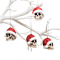 Miniatyrbild 3 av 5: Julgransprydnader Mini Dödskalle Med Röd Tomteluva Hantverk Med Snöre Julfest Hängande Tillbehör