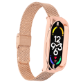 Miniatyrbillede 1 af 8: Rustfrit stål mesh-rem Moderigtigt åndbart fleksibelt erstatningsbånd Tilbehør Passer til Mi Band 7 Rose Gold