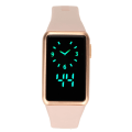 Miniatyrbilde 1 av 8: Smart Watch Alloy Silikon Glass 210mah 30m vanntett LED-treningsklokke for familievennlige kolleger Rosa bånd Gullskall