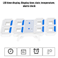 Miniatyrbilde 8 av 8: 3D digital LED veggklokke alarmnummer tidsvisning USB-lading hjemmeklokker (blå)