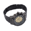 Miniatyrbilde 4 av 8: Mann Fritid Lysende Klokke Skull Hul Rustfritt Stål Fasjonabelt tilbehør Armbåndsur Svart Gull