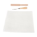 Miniatyrbilde 3 av 8: Verktøysett med låsekrok Blank teppekroknetting Canvas trehåndtak Heklekrok for teppeteppe
