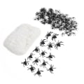 Miniatyrbilde 5 av 8: 200 g Halloween edderkoppnett strekk spindelvev med 215 plastedderkopper for Halloween Haunted House innendørs utendørs