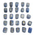 Miniatyrbillede 6 af 8: 25 stk Rune Sten Sæt Held og lykke Helbredende Kraft Poleret Indgraveret Ældste Alfabet Chakra Rune Sten til Housewarming Blå Dongling Stone
