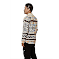 Miniatyrbillede 4 af 5: Khaki Jacquard Strik Cardigan med Lynlås til Mænd - Varm Efterårs-/Vintermode M