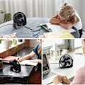 Miniatyrbillede 5 af 5: USB Bordventilator, 3 Hastigheds Bordventilator, 360 Justerbar Lydløs Ventilator, Bærbar Ventilator til Kontor, Hjem, Soveværelse, Bil, Udendørs Camping - Sort