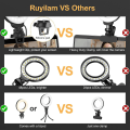 Miniatyrbilde 5 av 5: Justerbart LED-ringlys med stativ og klipsstativ - 4 fots videokonferanse, Selfie, Live Streaming, Makeup Light