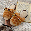 Miniatyrbild 4 av 4: Cartoon Giraffe Bomullstofflor för Kvinnor - Vinter Inomhus Utomhus (Storlek 38-39)