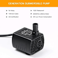 Miniatyrbillede 5 af 5: Nedsænkbar vandpumpe, akvariepumpe justerbar 200L/H 3W Ultra-støjsvag USB-pumpe til dam fisketank springvand fisketank 1,4m ledning