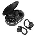 Pikkukuva 4 / 8: Bluetooth kuulokkeet vedenpitävät stereomelua vaimentavat langattomat nappikuulokkeet mikrofonin korvakoukulla ajamiseen Sports Travel Musta