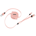 Miniatyrbillede 5 af 8: 3 i 1 Multi Retractable Charger Cable 3A med TypeC/til IOS/Micro USB Connector 1.1M(Pink )