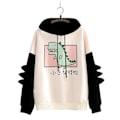 Miniatyrbillede 1 af 4: Sød Dinosaur Hættetrøje til Kvinder og Teenagere - Langærmet Hoodie til Efterår og Forår XL Sort