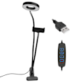 Miniatyrbillede 1 af 8: 2 i 1 LED Selfie Ring Lys med Mobiltelefon Holder Justerbar Bordlampe til Live Stream