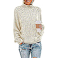 Miniatyrbillede 1 af 5: Dame Turtleneck Batwing Ærme Løs Oversized Tyk Strikket Pullover Sweater Jumper Toppe-L
