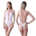 Miniatyrbillede 1 af 3: Dyb V-hals Body Shaper Stropløs Rygløs Bodystocking til Kvinder M Hvid