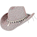 Miniatyrbillede 1 af 5: Stilful Dame Halm Cowboy Hat - Perfekt til Sommer Strand og Western Looks