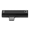 Miniatyrbilde 7 av 8: 2 i 1 Type C til 3,5 mm Jack Hodetelefon USB-ladekonverter Multifunksjonell Transverter Svart