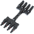 Miniatyrbillede 3 af 5: 1 par solpanel MC-4 T-grenstik kabelforbindelse - 1 han til 4 hun (M/4F) og 1 hun til 4 han (F/4M)