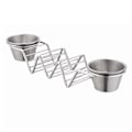 Miniatyrbillede 1 af 5: Taco Stand Rustfrit Stål 3 Rums V-Formet Blank Taco Holder Stativ til Køkken Hjem med Dobbeltsidede Saucekopper