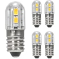 Miniatyrbillede 3 af 5: 2-pak 6V E10 LED-pærer med 2835 skruefatning 4 SMD-chips Gul opgradering til forlygte lommelygte
