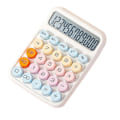 Miniatyrbillede 1 af 5: Mekanisk lommeregner stort LCD-display stor rund knap hvid