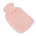 Miniatyrbillede 8 af 8: PVC-varmtvandspose med blødt plysbetræk Lækagetæt vinter varm seng varmevandspose 1000 ml Pink