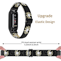 Miniatyrbillede 5 af 5: Fitbit Inspire 3 Nylon Elastisk Flettet Solo Loop Sport Watch Band - Sort Daisy
