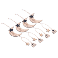 Miniatyrbilde 2 av 8: 4 stk Eid måneornament i tre, holdbar månestjerne, utsøkt design, tre månestjerneanheng for hjem, fest, kontor