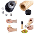 Miniatyrbilde 8 av 8: Tregulv Salt Pepper Grinder Håndbevegelse Tregulv Pepperkvern med Keramisk Sliping Ledning Kjøkken Sliping Verktøy