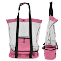 Miniatyrbillede 8 af 8: Strandtasker Mesh Bomuld Oversize Opbevaring Tote Tasker til Strand Picnic Grill Camping Pink